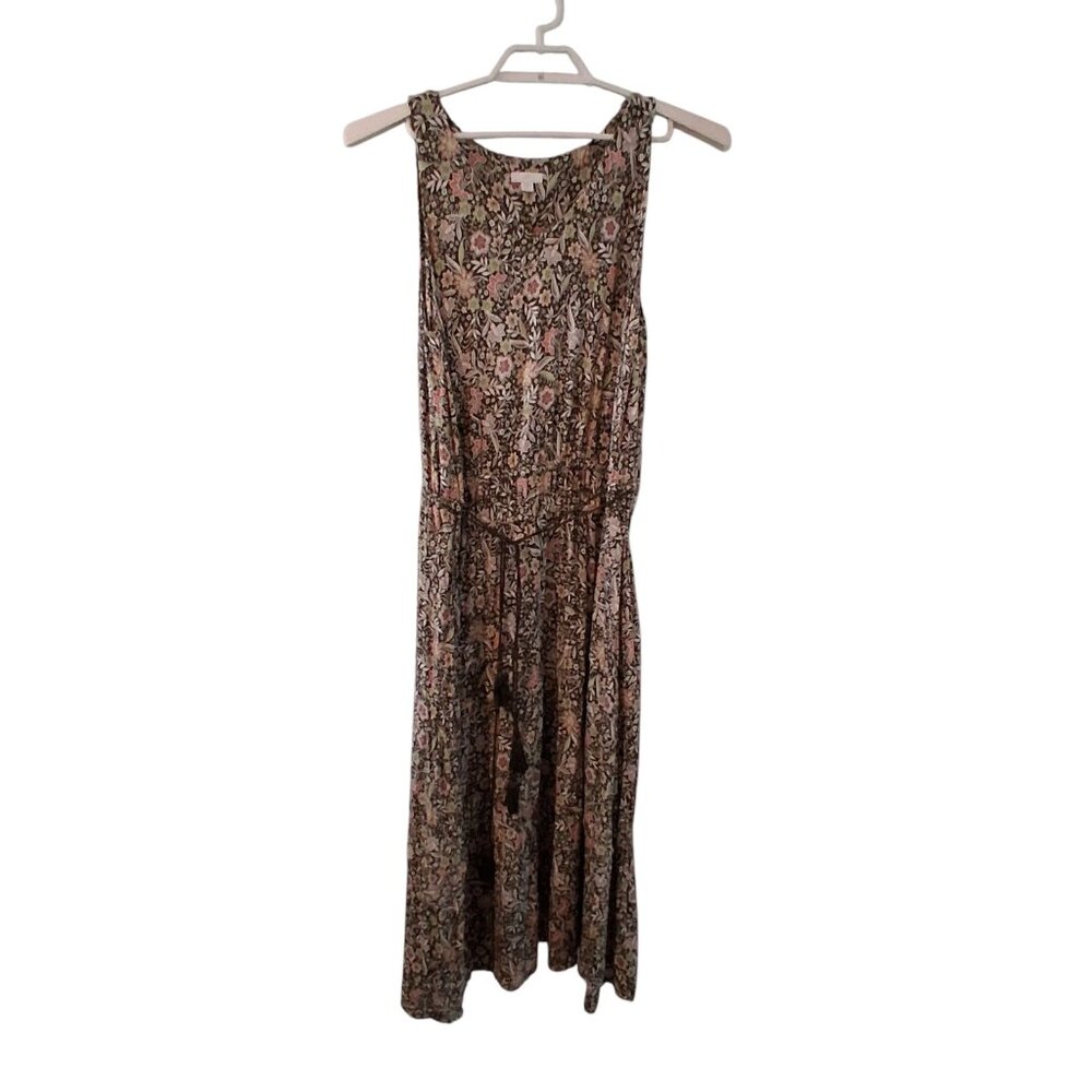 J Jill dress womens Large tiered midi Moss Wallflowers knit boho pockets